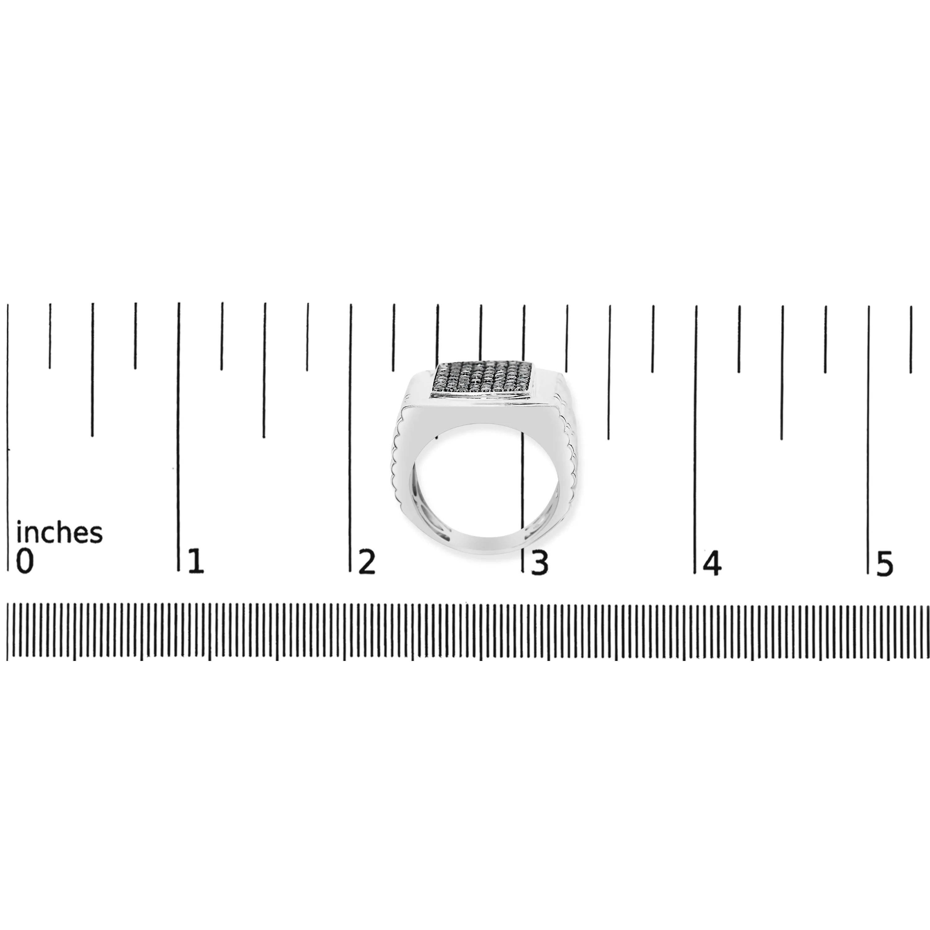 .925 Sterling Silver 1 1/4 Cttw Treated Black Diamond Cluster Men's Band Ring
