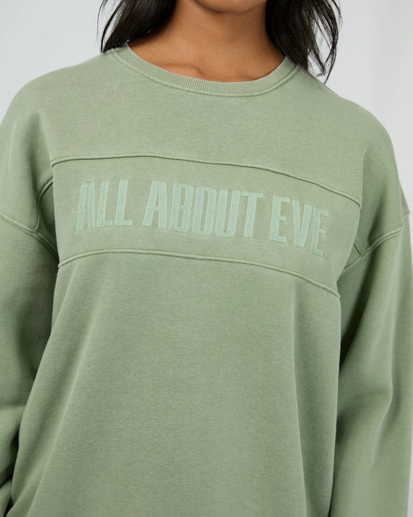 All About Eve Vital Washed Oversized Crew Khaki