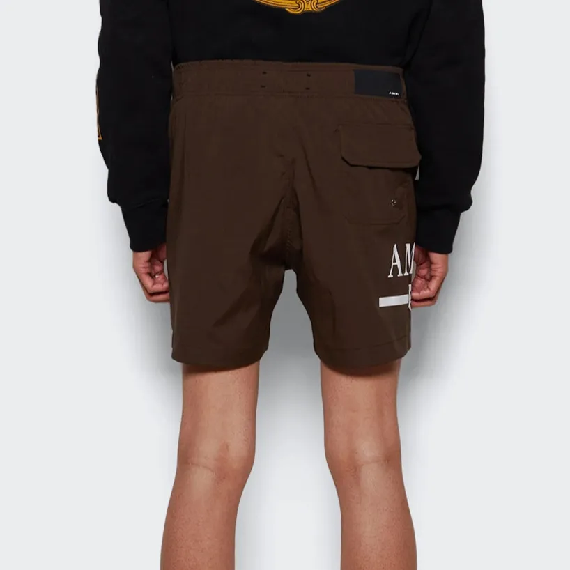 Amiri Brown Bar Logo Swimshorts