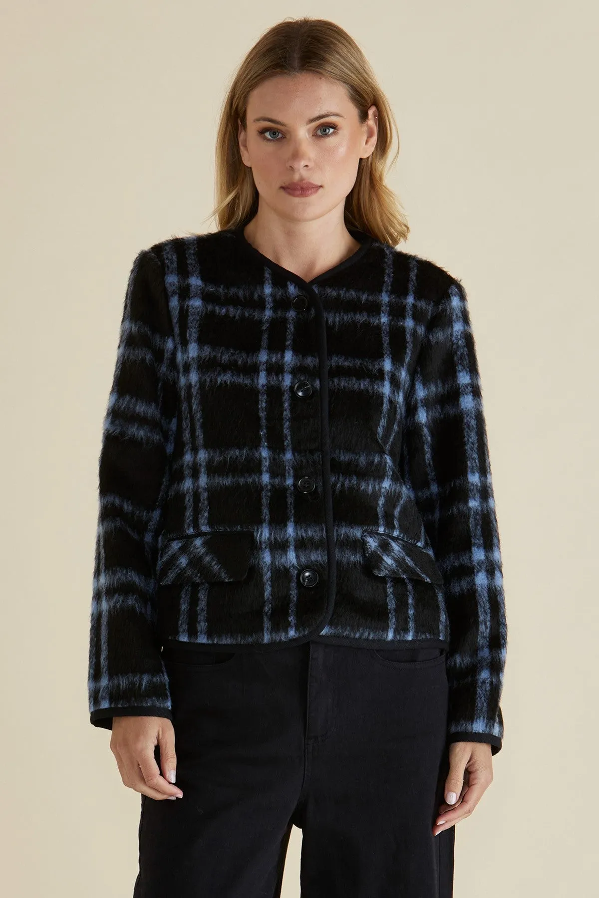 Betty Basics Charlie Check Jacket Blue Check
