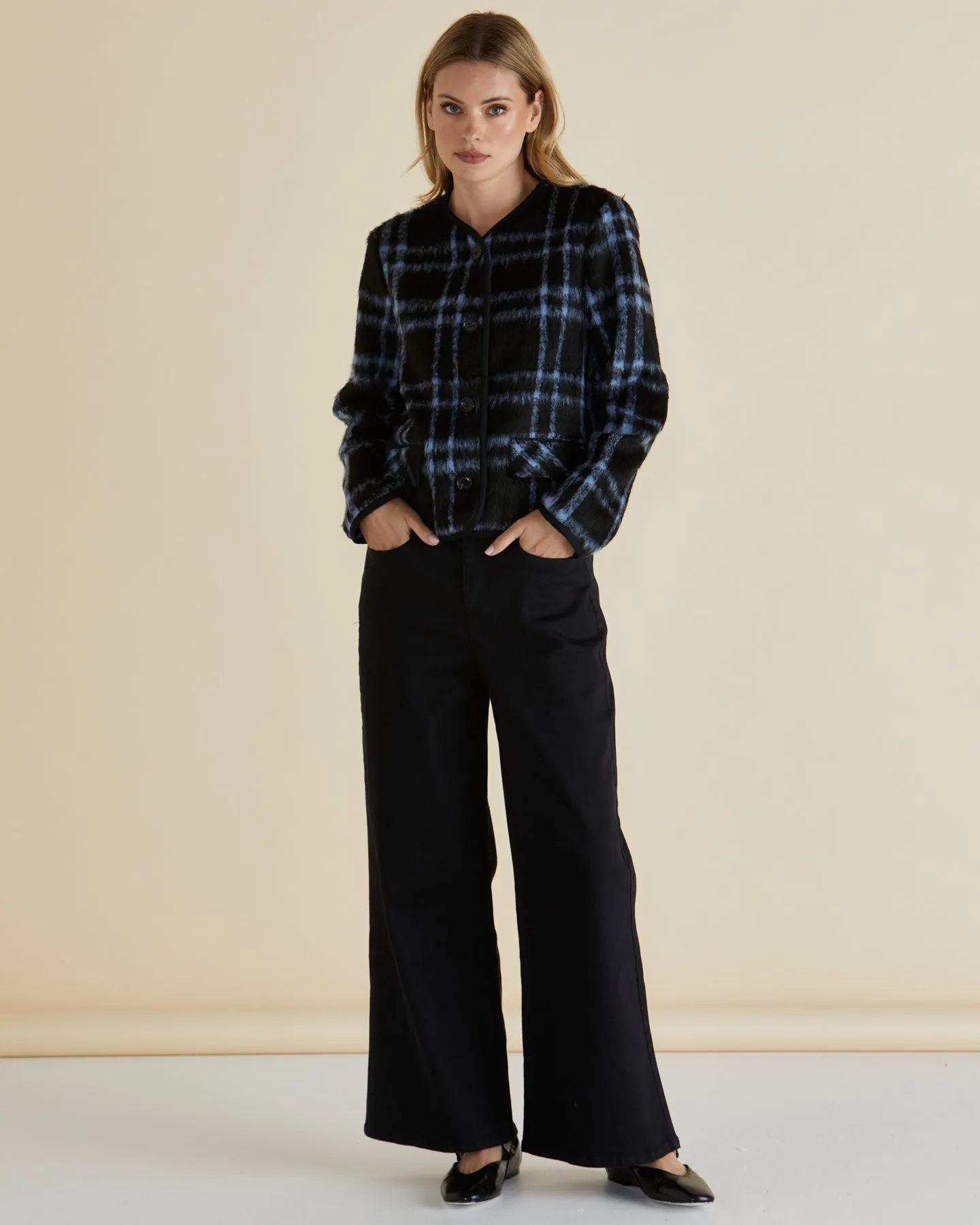 Betty Basics Charlie Check Jacket Blue Check