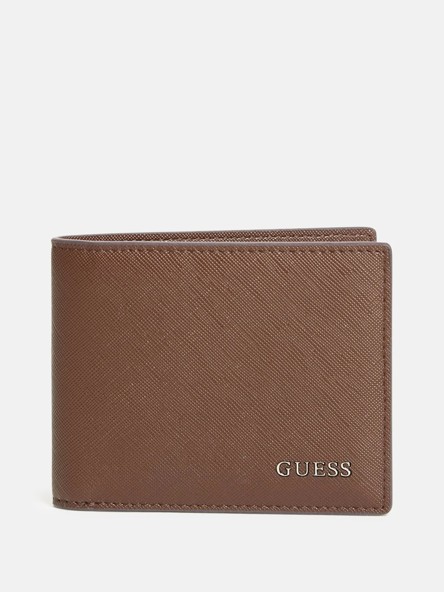 Crosshatched Faux-Leather Bifold Wallet