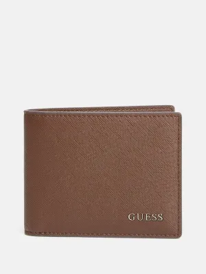 Crosshatched Faux-Leather Bifold Wallet
