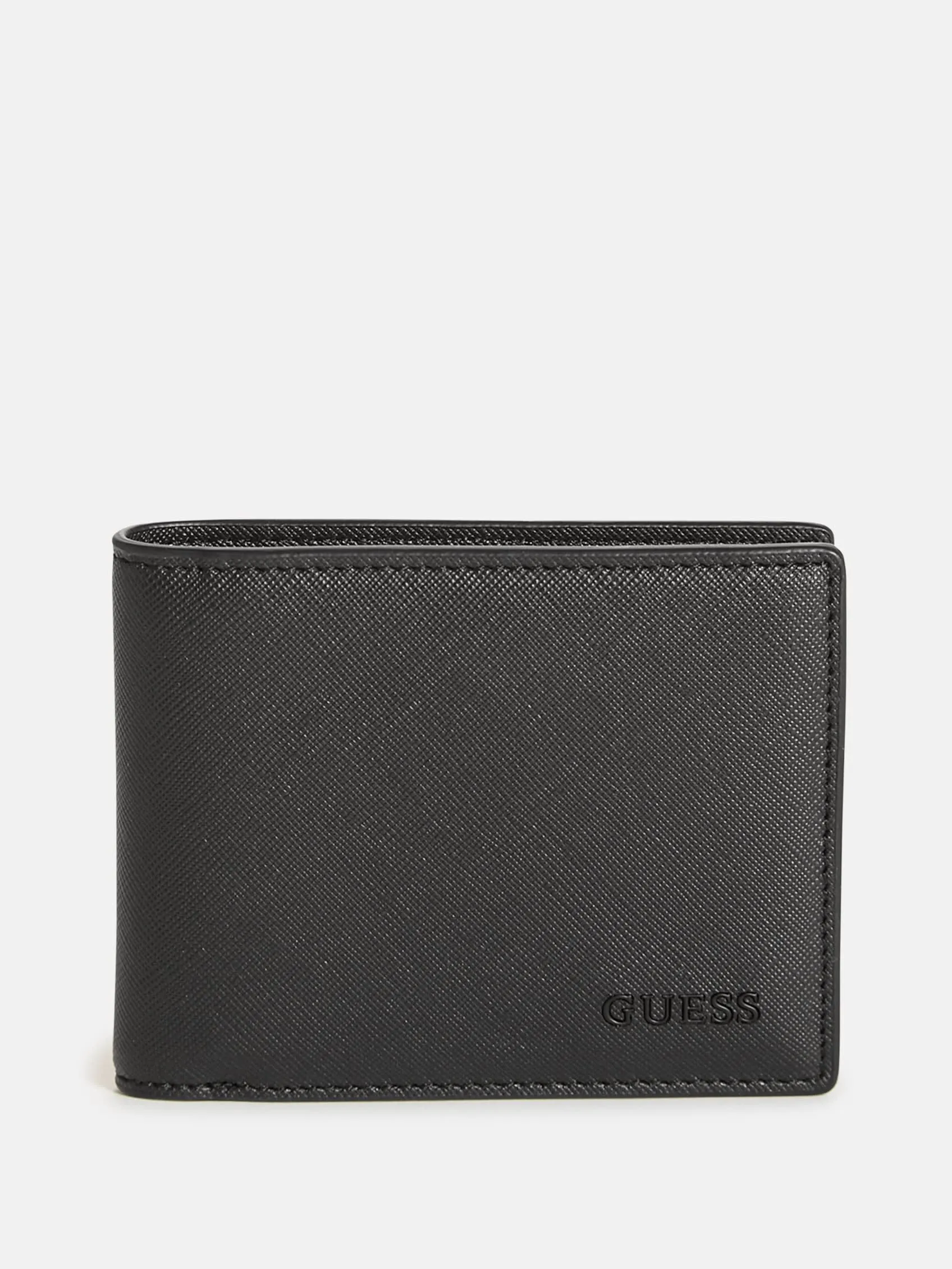 Crosshatched Faux-Leather Bifold Wallet