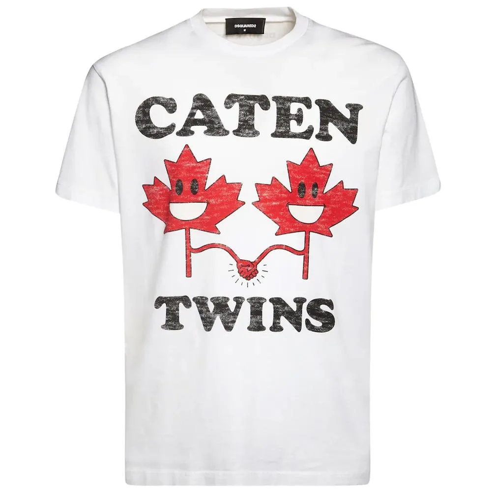 DSQUARED2 White Print Caten T-Shirt