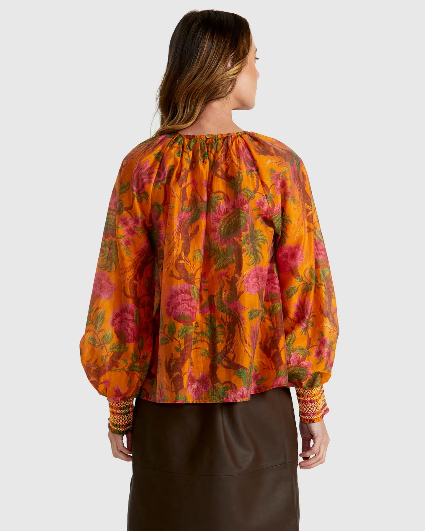 Fate Panama Top Orange Floral