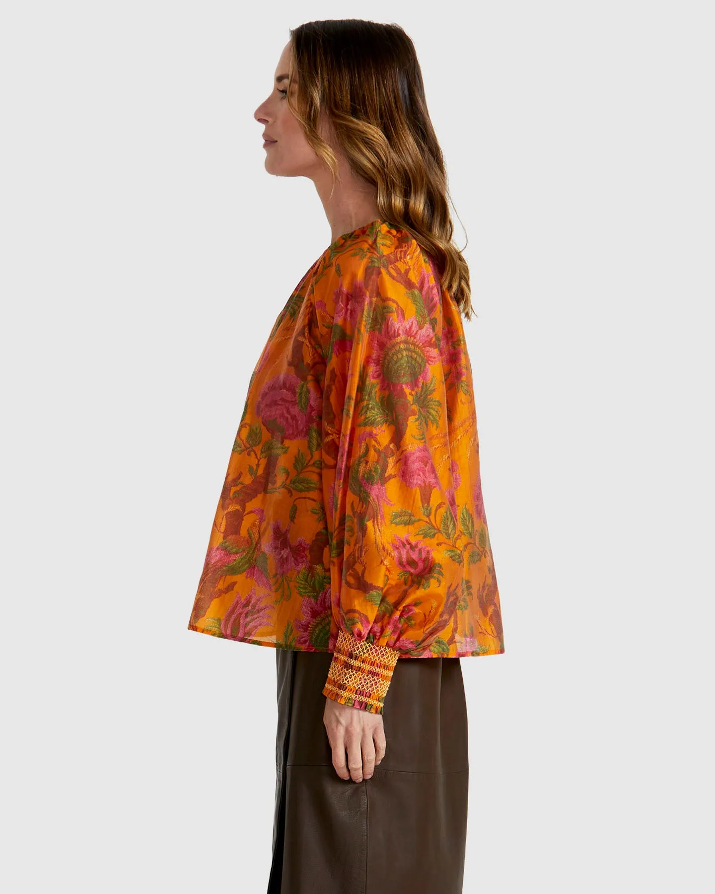 Fate Panama Top Orange Floral
