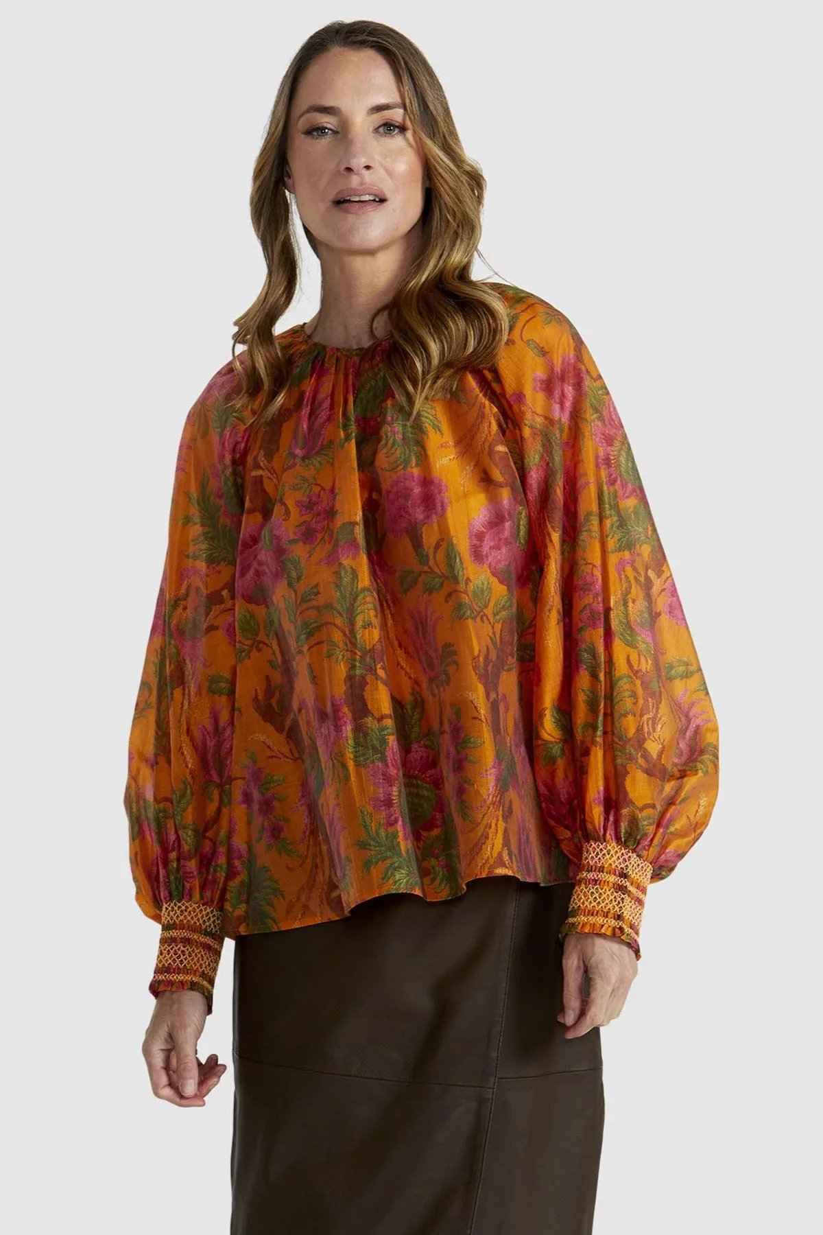 Fate Panama Top Orange Floral