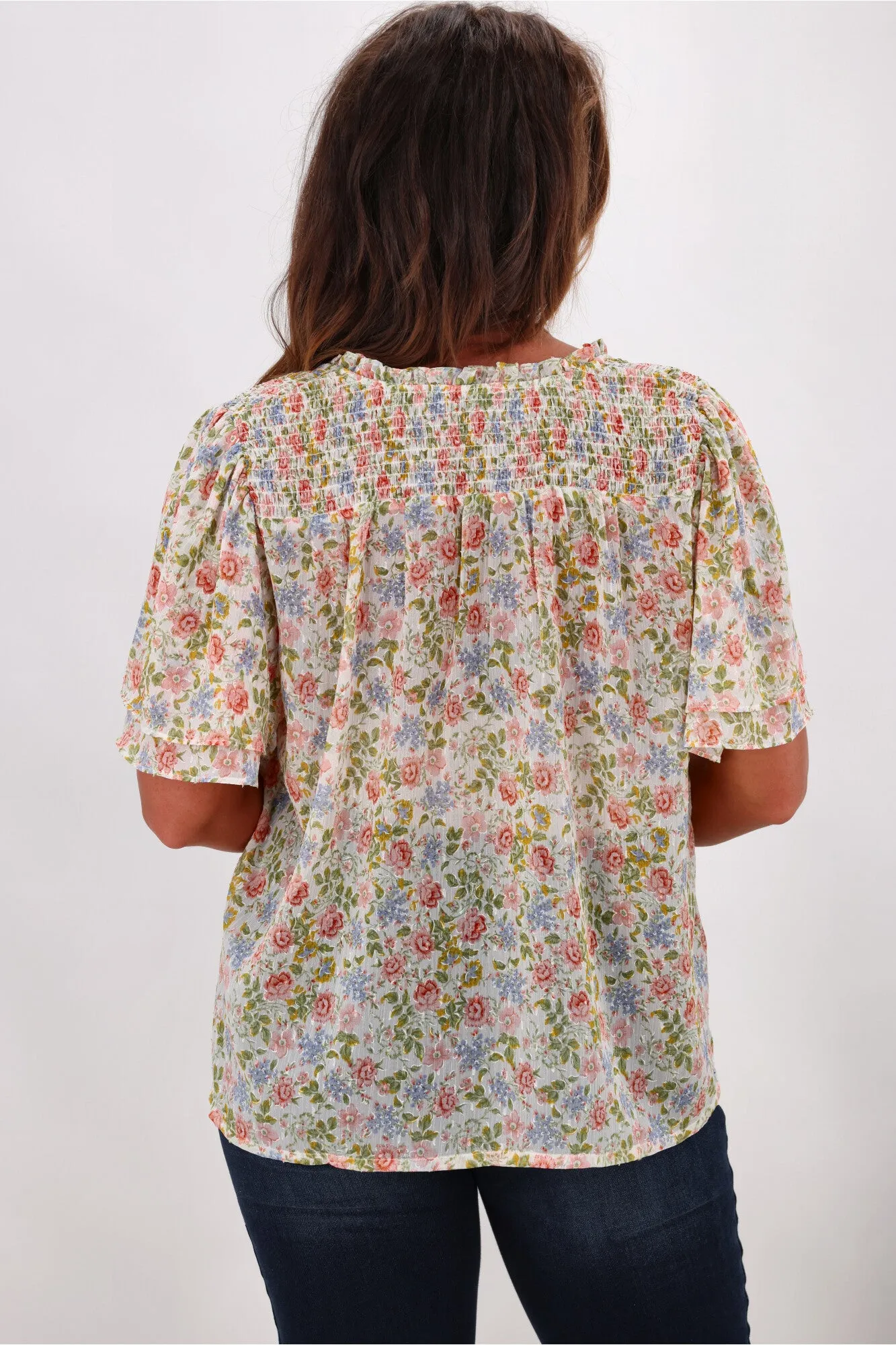 Gloss by Shine On Allie Shirred Detail Top Summer Floral