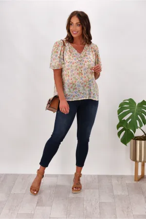 Gloss by Shine On Allie Shirred Detail Top Summer Floral