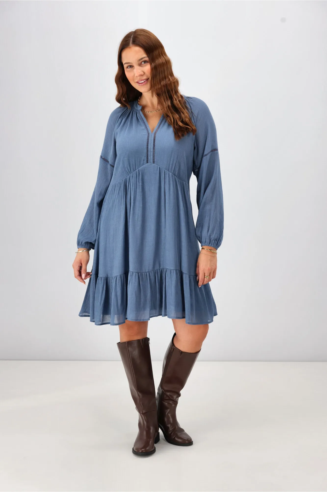 Gloss The Label Anais Empire Line Dress Blue