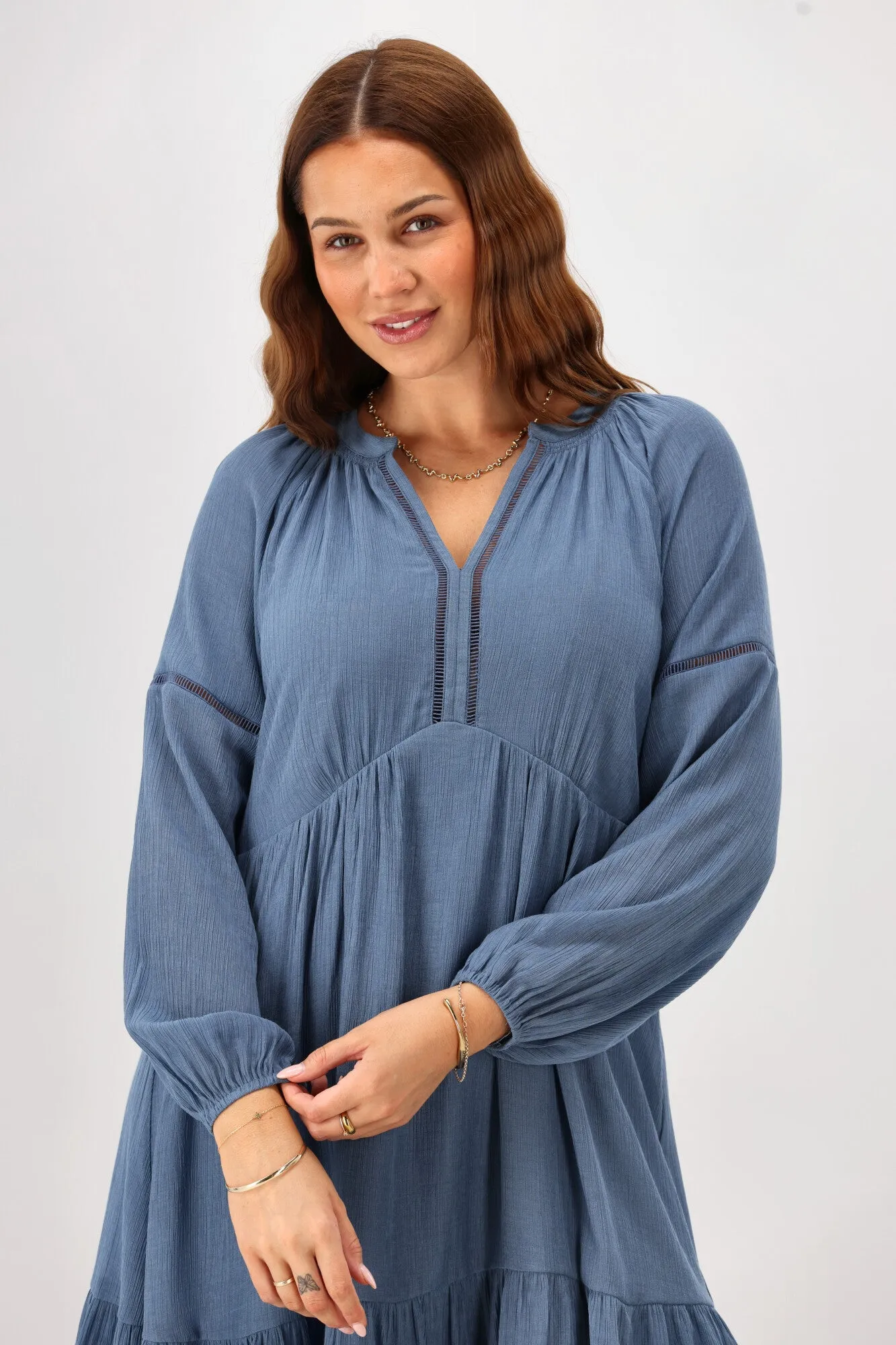 Gloss The Label Anais Empire Line Dress Blue