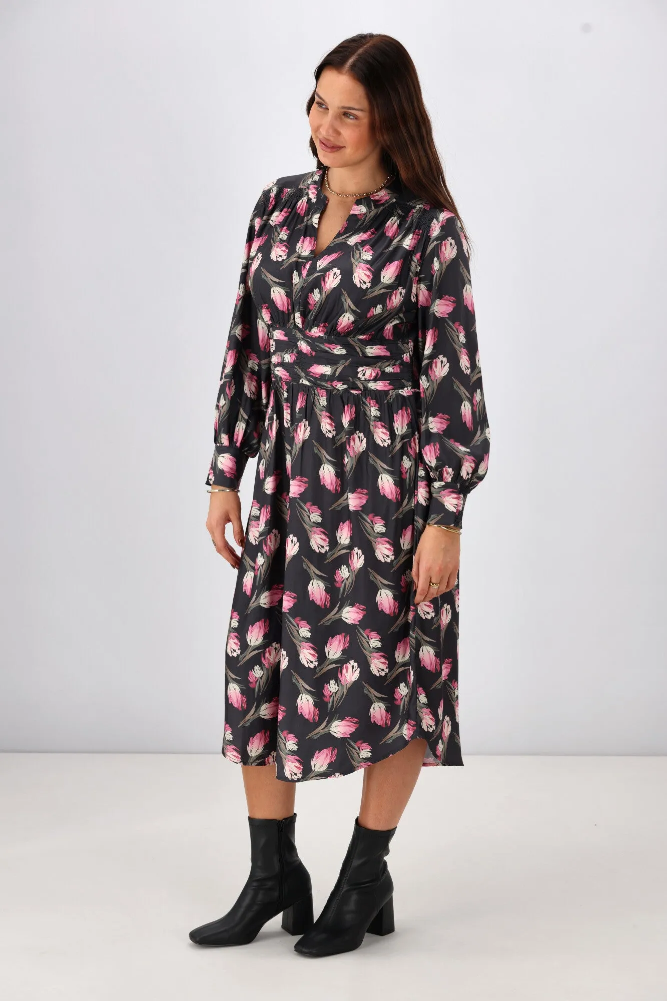 Gloss The Label Ellery Shirred Detail Dress Autumn Floral
