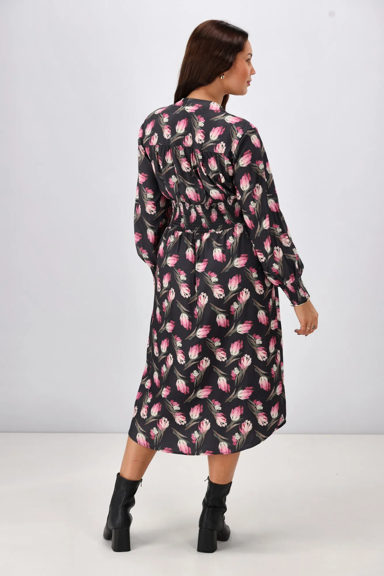 Gloss The Label Ellery Shirred Detail Dress Autumn Floral