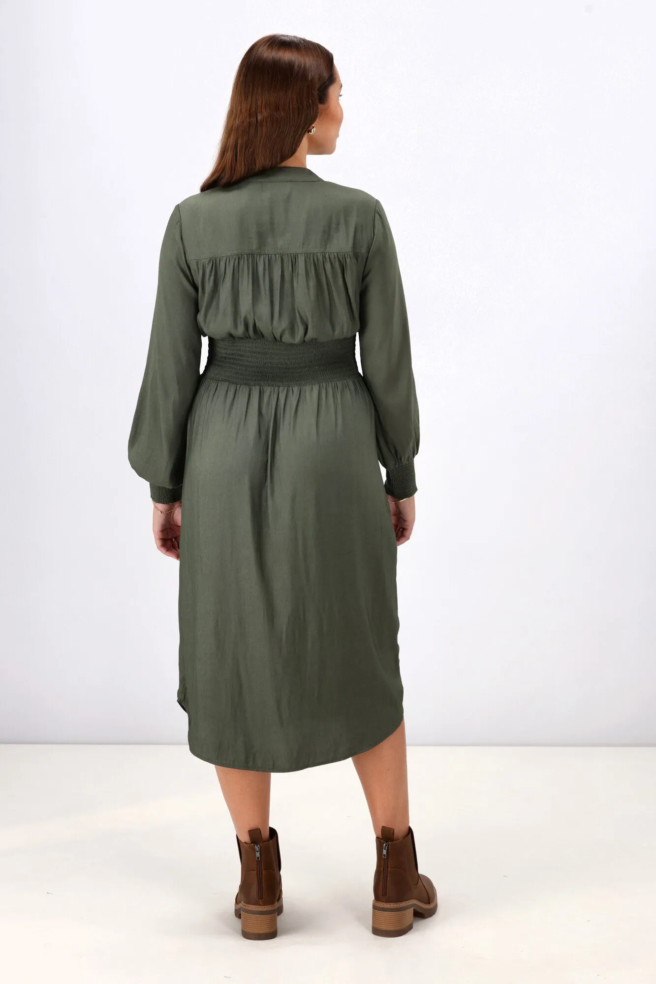 Gloss the Label Ellery Shirred Detail Dress Olive