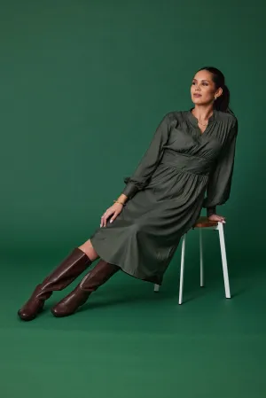 Gloss the Label Ellery Shirred Detail Dress Olive