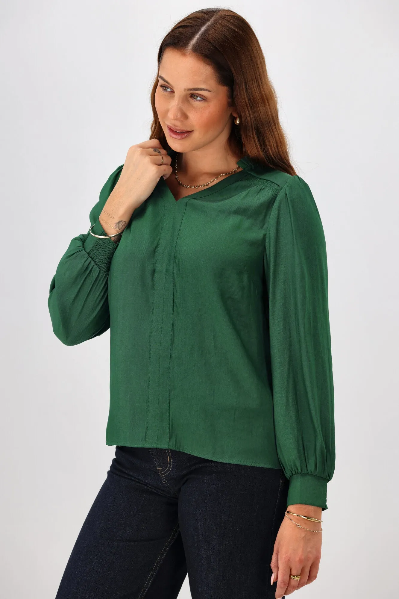 Gloss The Label Kai Satin Top Green