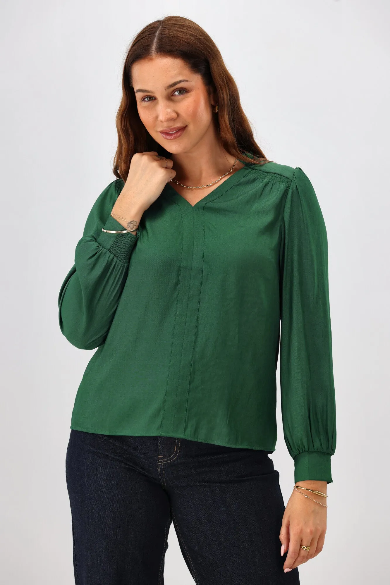 Gloss The Label Kai Satin Top Green