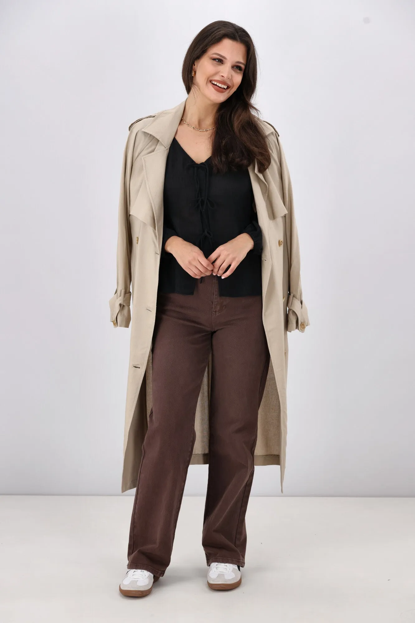 Gloss The Label Morgana Tie Front Top Black