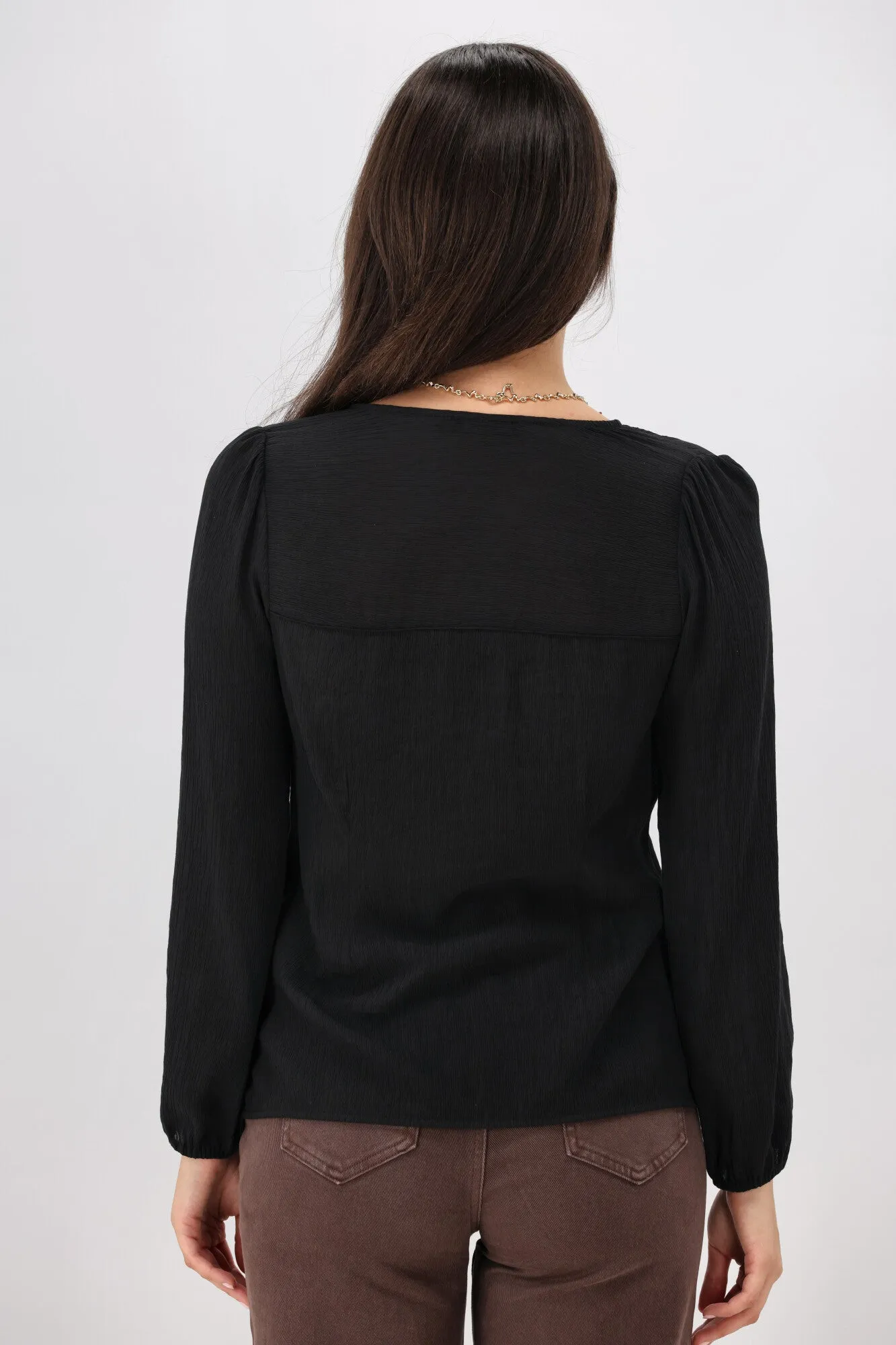 Gloss The Label Morgana Tie Front Top Black