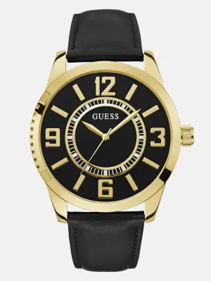 Gold-Tone Leather Analog Watch