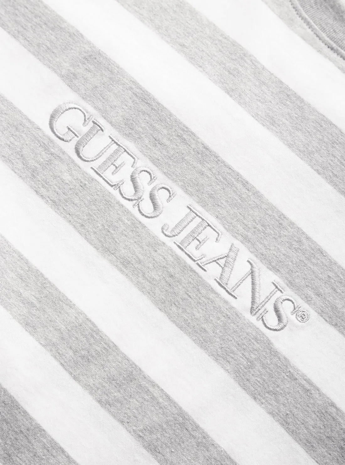 Guess Jeans White Grey Striped T-Shirt Guess