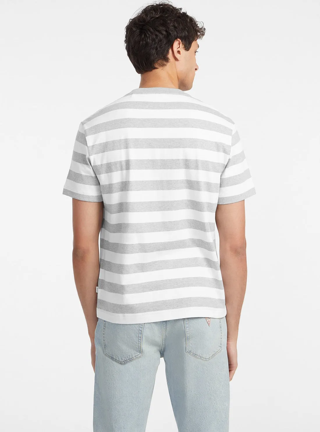 Guess Jeans White Grey Striped T-Shirt Guess