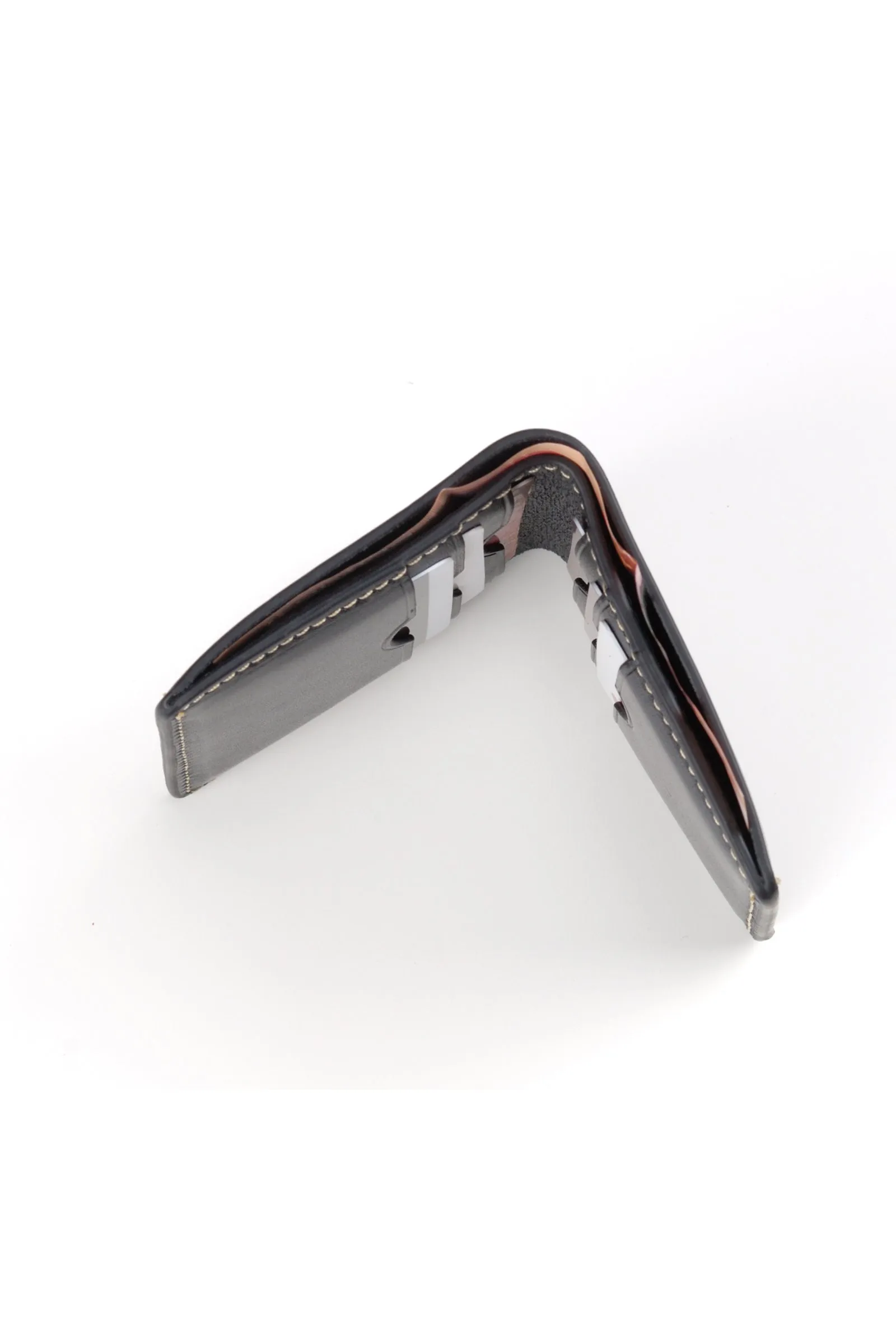 Handcrafted Full Grain Slim Bifold Leather wallet - Black