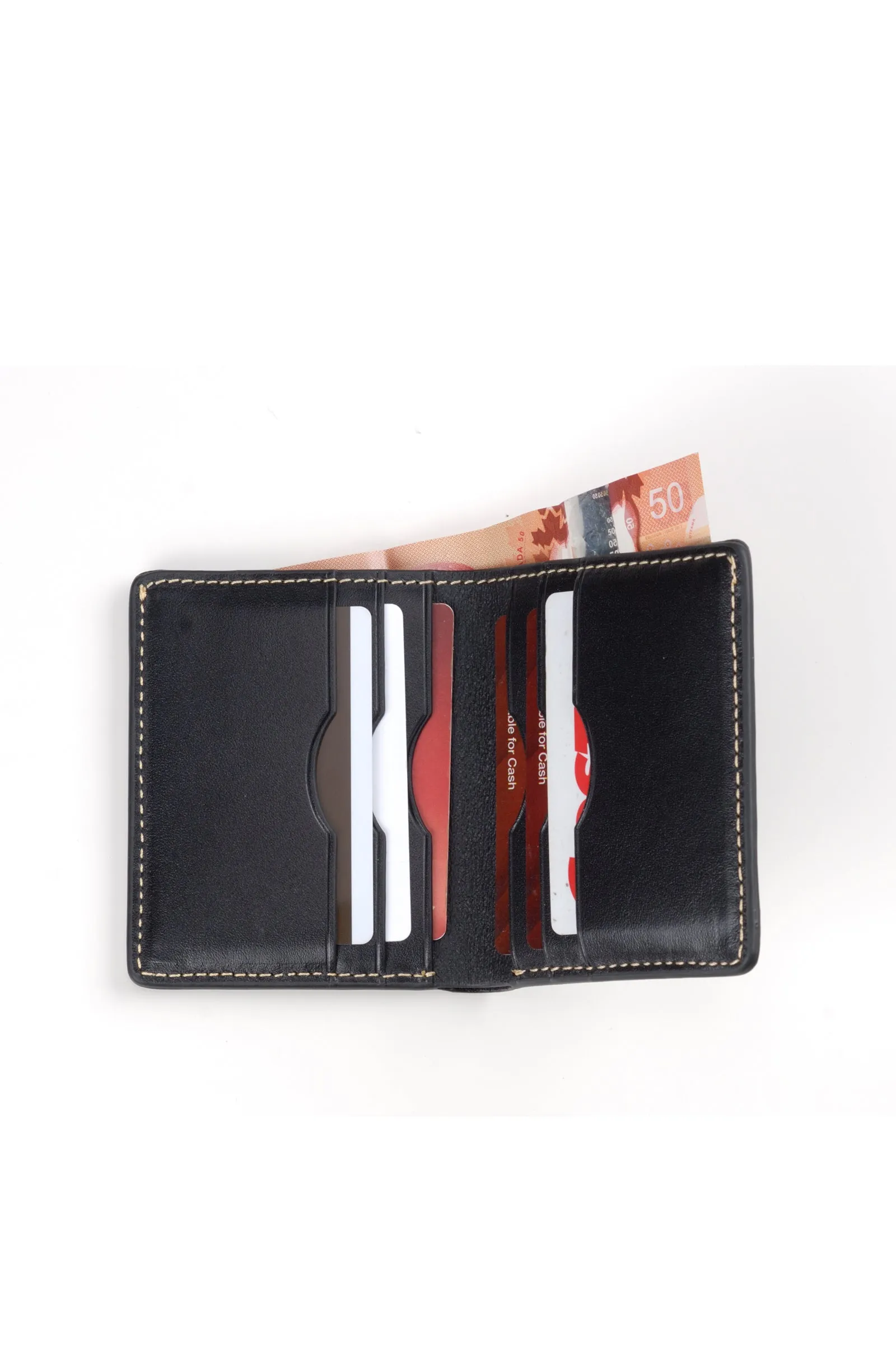 Handcrafted Full Grain Slim Bifold Leather wallet - Black