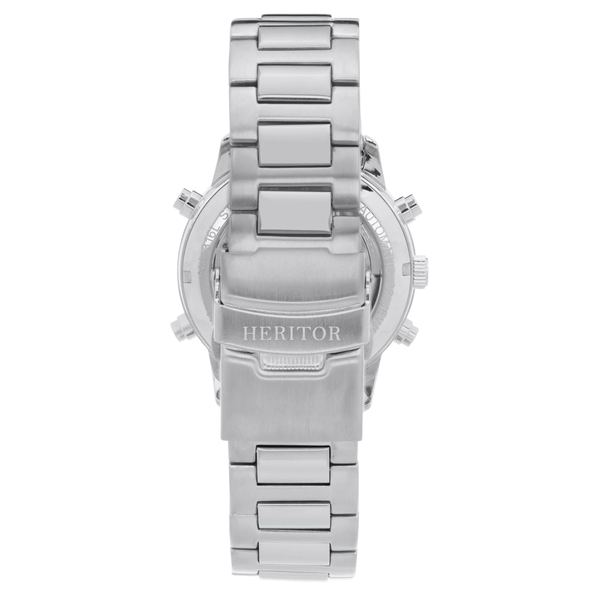 Heritor Automatic Wilhelm Semi-Skeleton Bracelet Watch w/Day/Date - Silver/Black