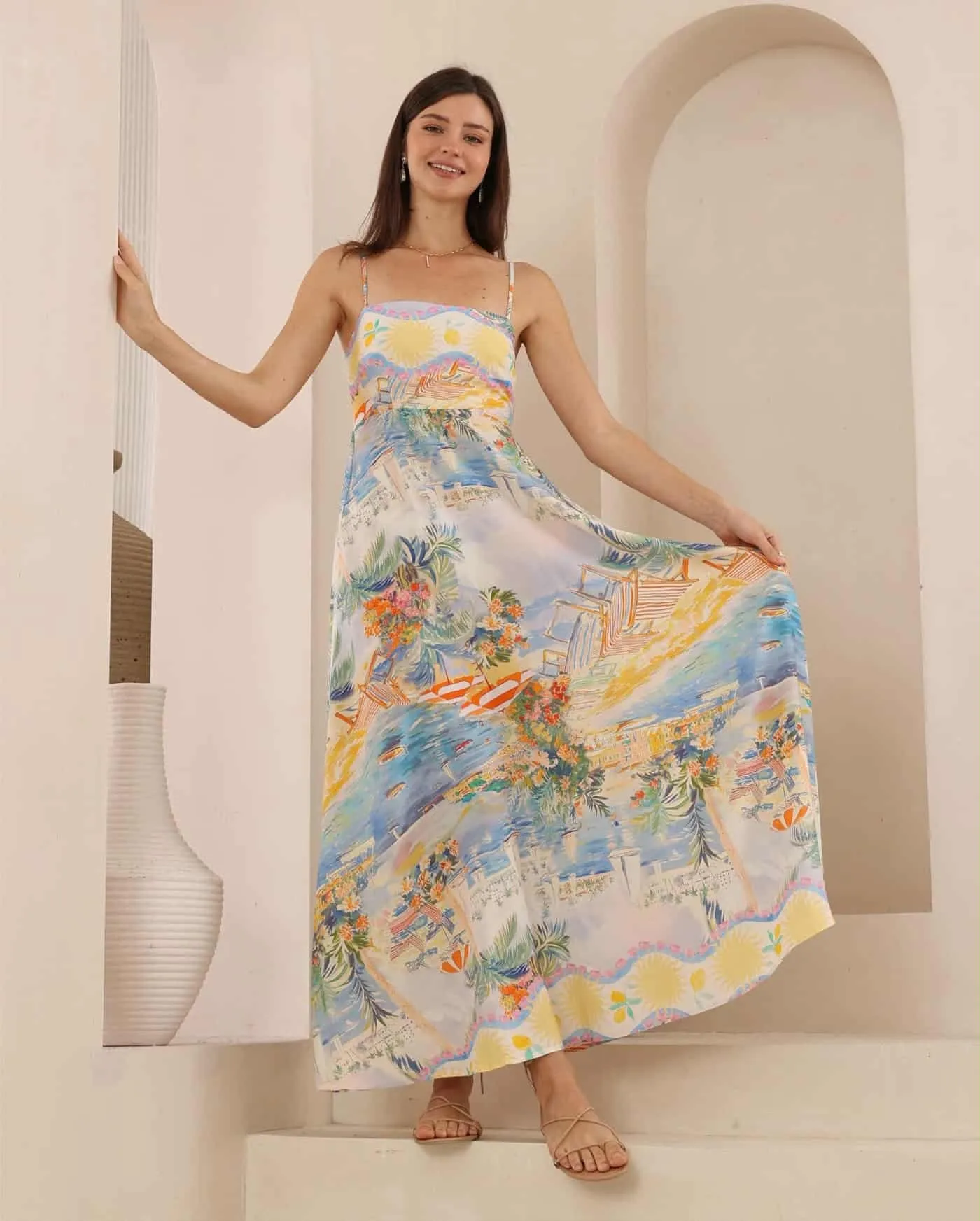 Iris Maxi Collette Maxi Dress Square Neckline Pockets Spaghetti Strap - Summer Down Under