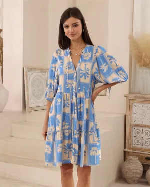 Iris Maxi Emma Mini Dress with V Neck Buttons Pockets - Cia