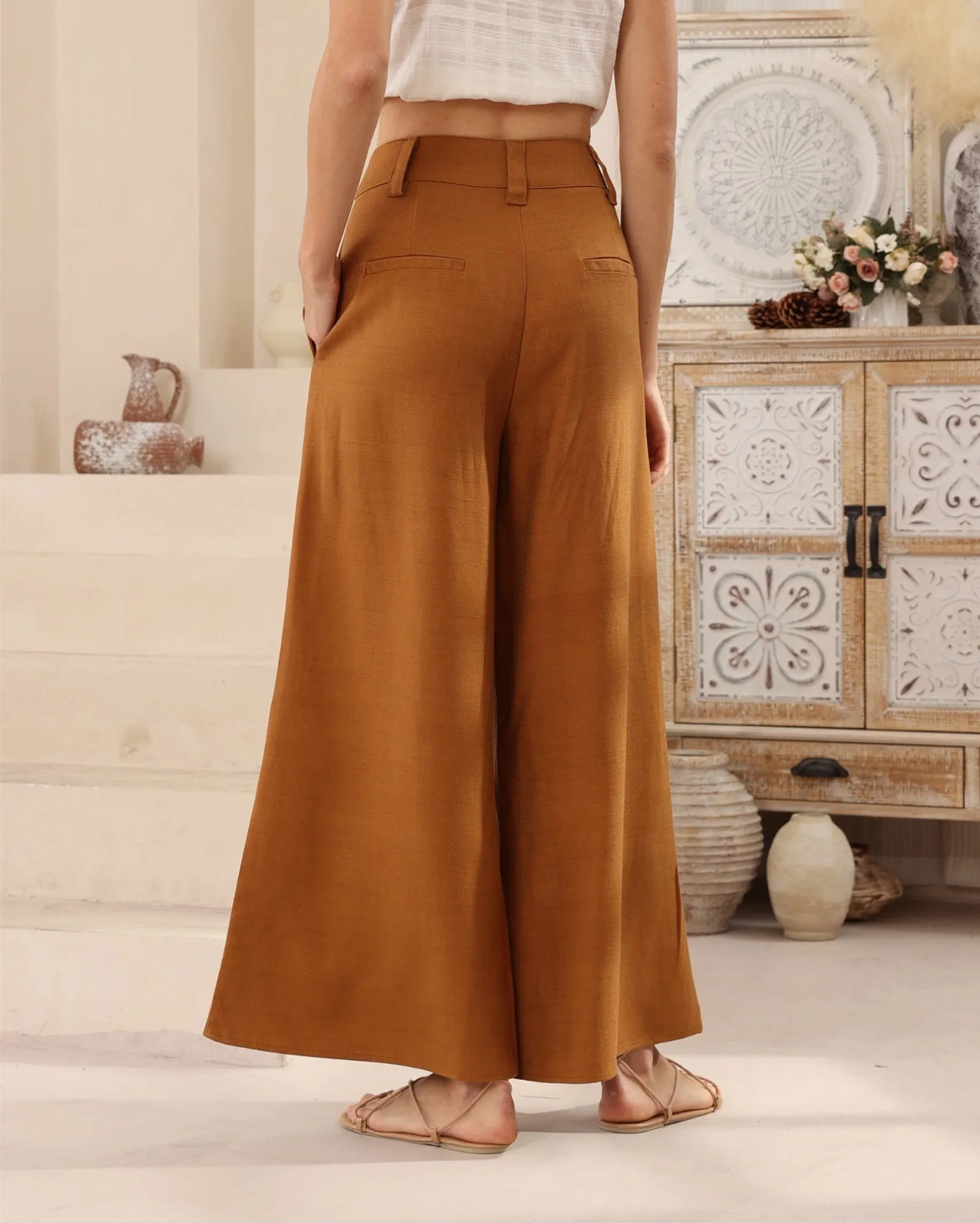 Iris Maxi Joplin Silk Linen Pants - Vintage Mustard