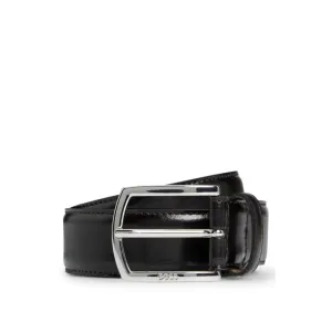 Italian-leather belt with branded buckle and full lining