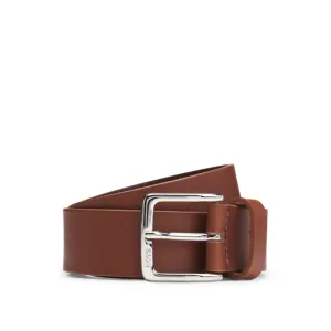 Italian-leather belt with silver-tone buckle
