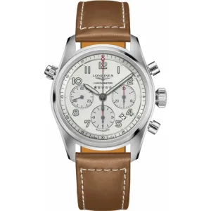 Longines Spirit Chronograph Silver Dial Leather Strap Men's Watch L3.820.4.73.2