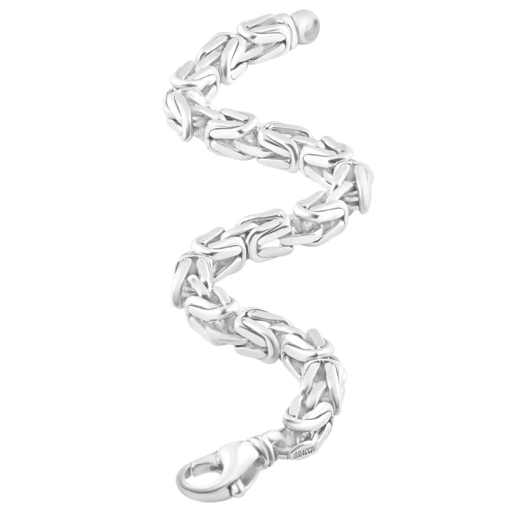 Men's 14k Gold (84gram) or Platinum (157gram) 8mm Link Byzantine Bracelet 8.5"