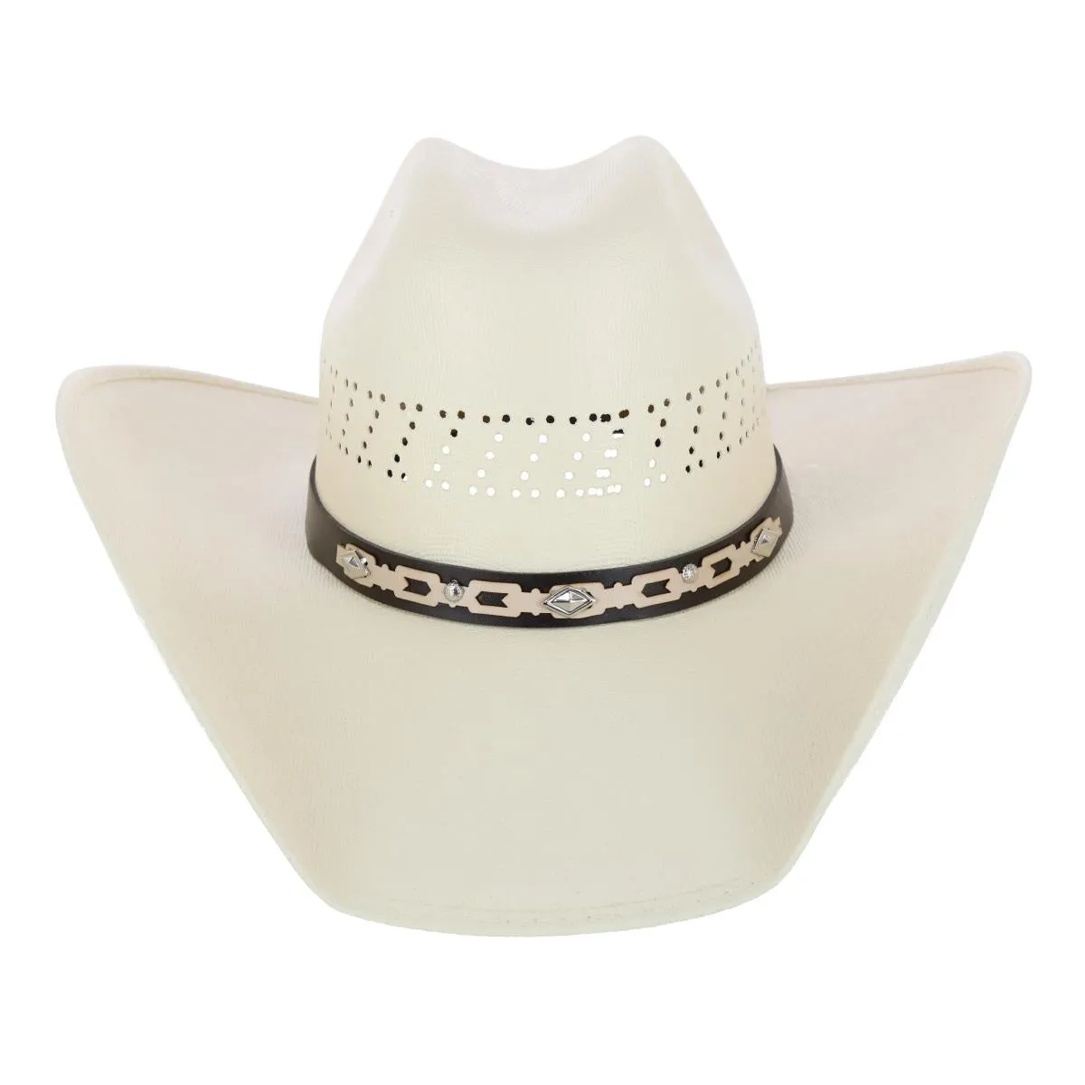 Men's Buffalo Crown Canvas Western Hat with Geometric Hatband