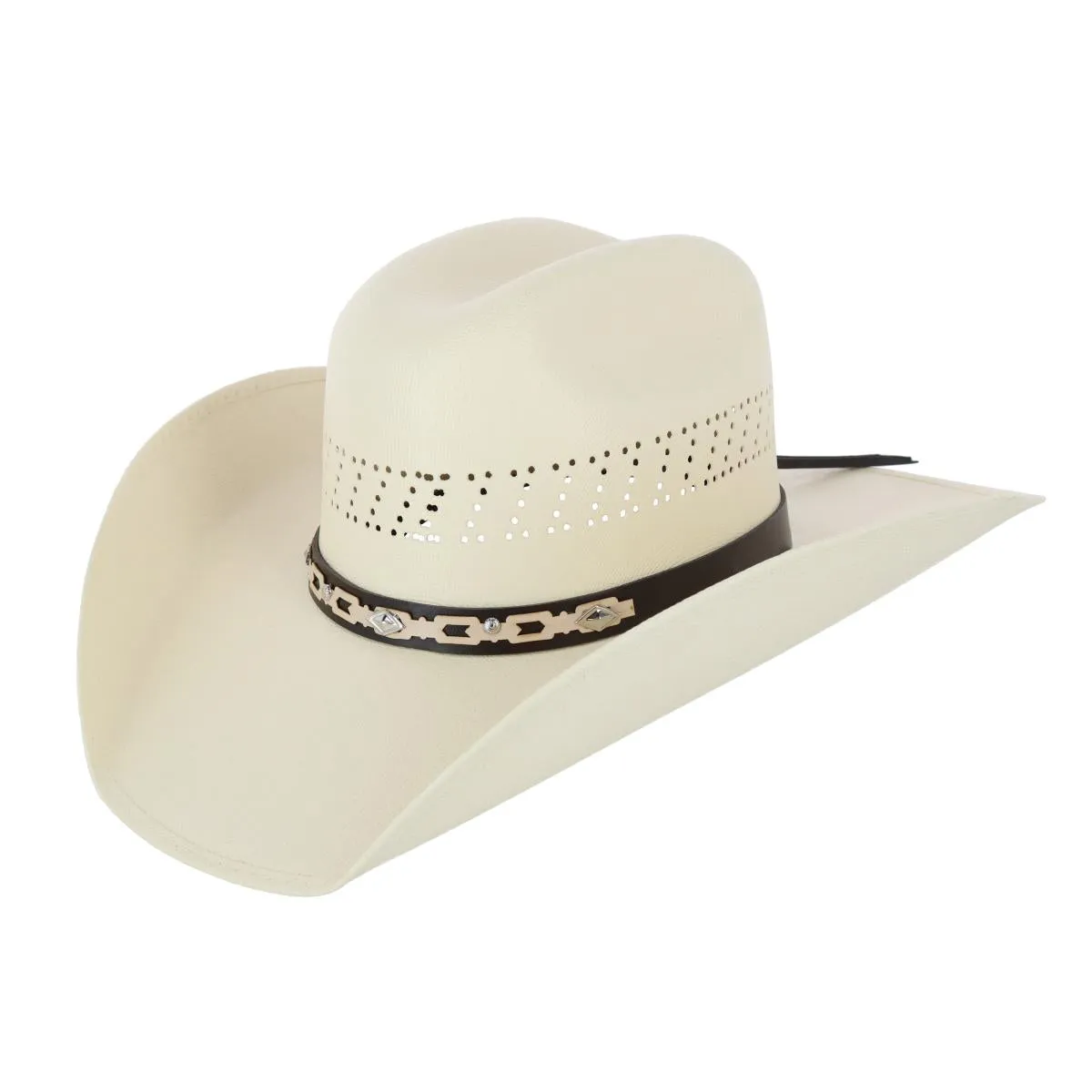 Men's Buffalo Crown Canvas Western Hat with Geometric Hatband