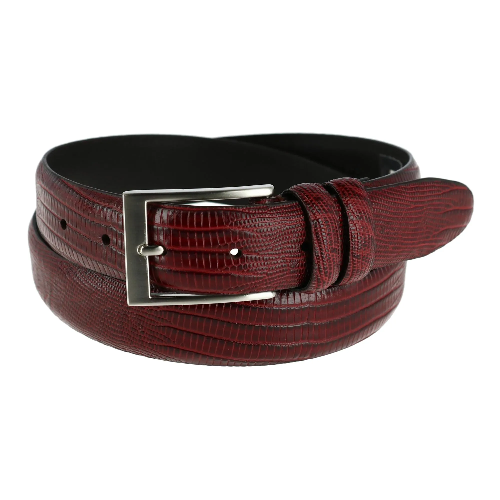 Men's Leather Embossed Lizard Print Belt