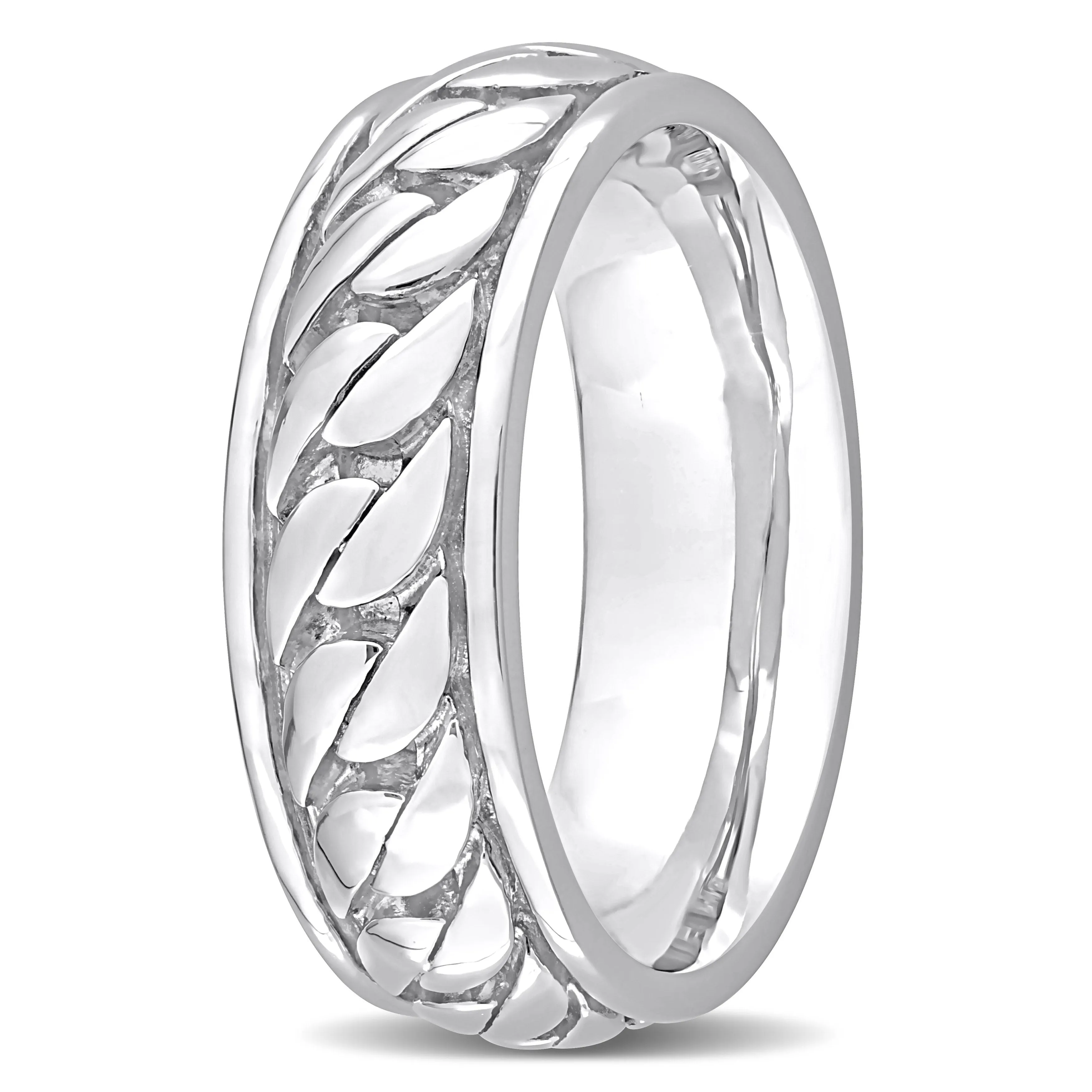 Mimi & Max Ribbed Design Men's Ring in Sterling Silver
