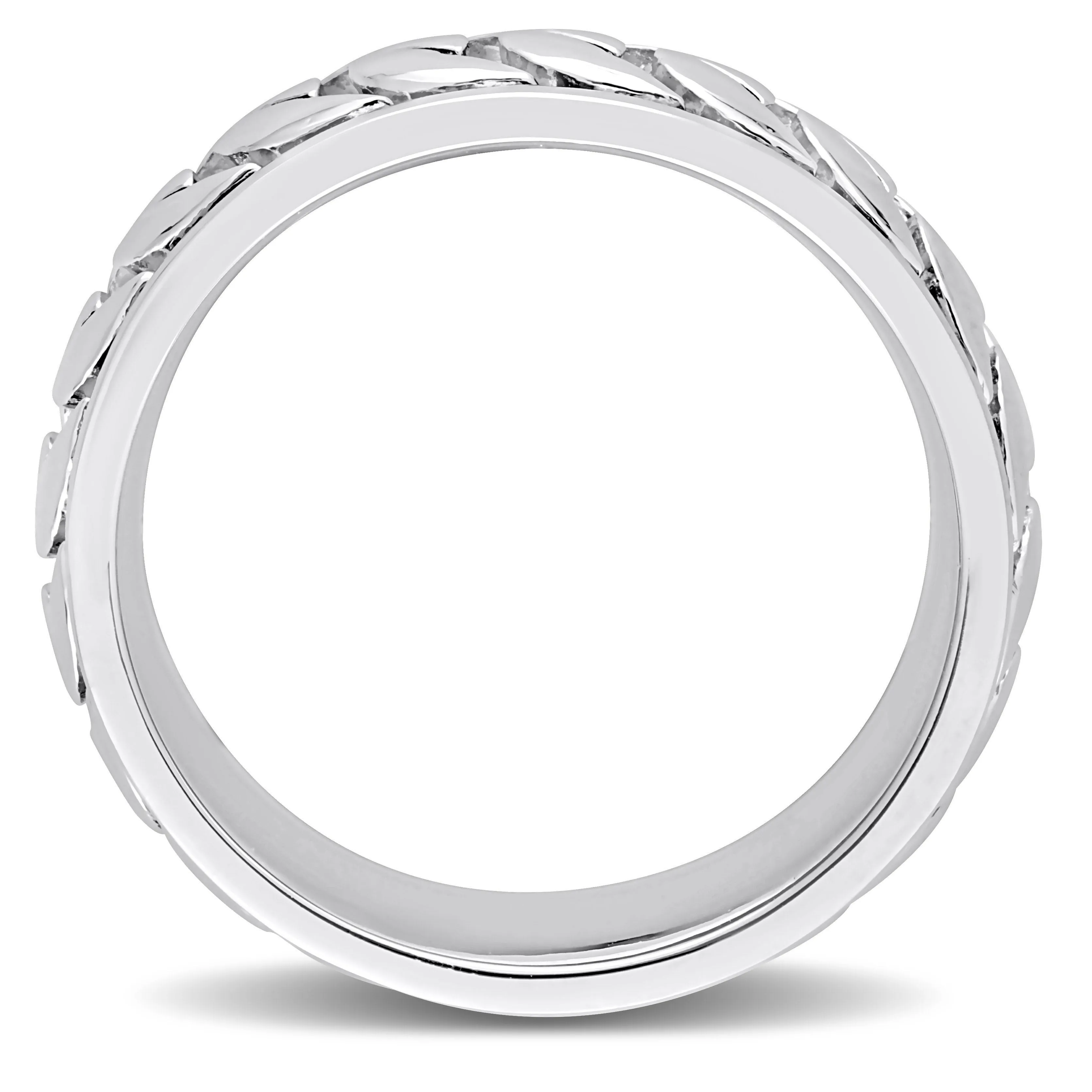 Mimi & Max Ribbed Design Men's Ring in Sterling Silver