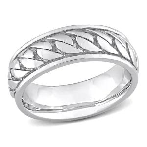 Mimi & Max Ribbed Design Men's Ring in Sterling Silver