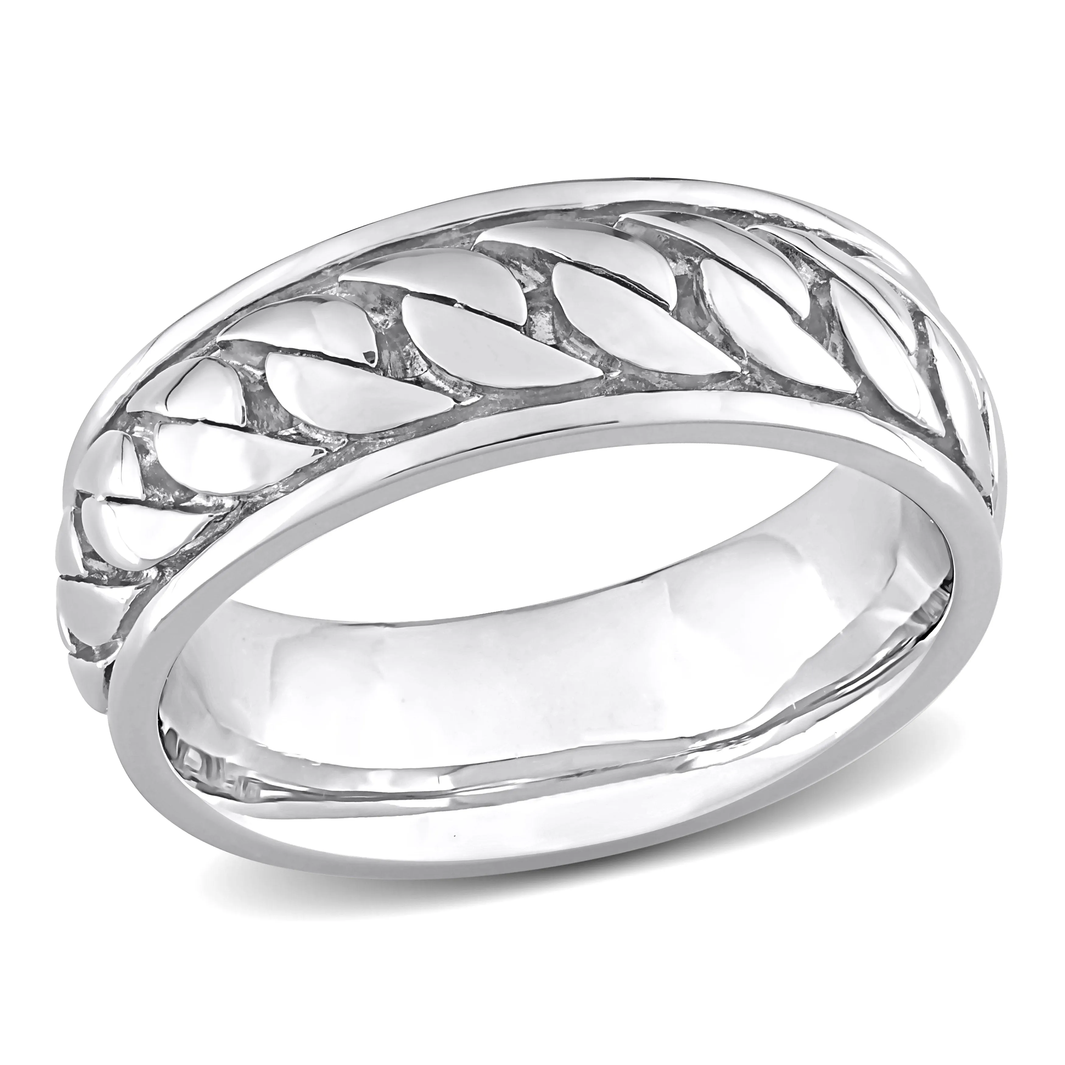 Mimi & Max Ribbed Design Men's Ring in Sterling Silver