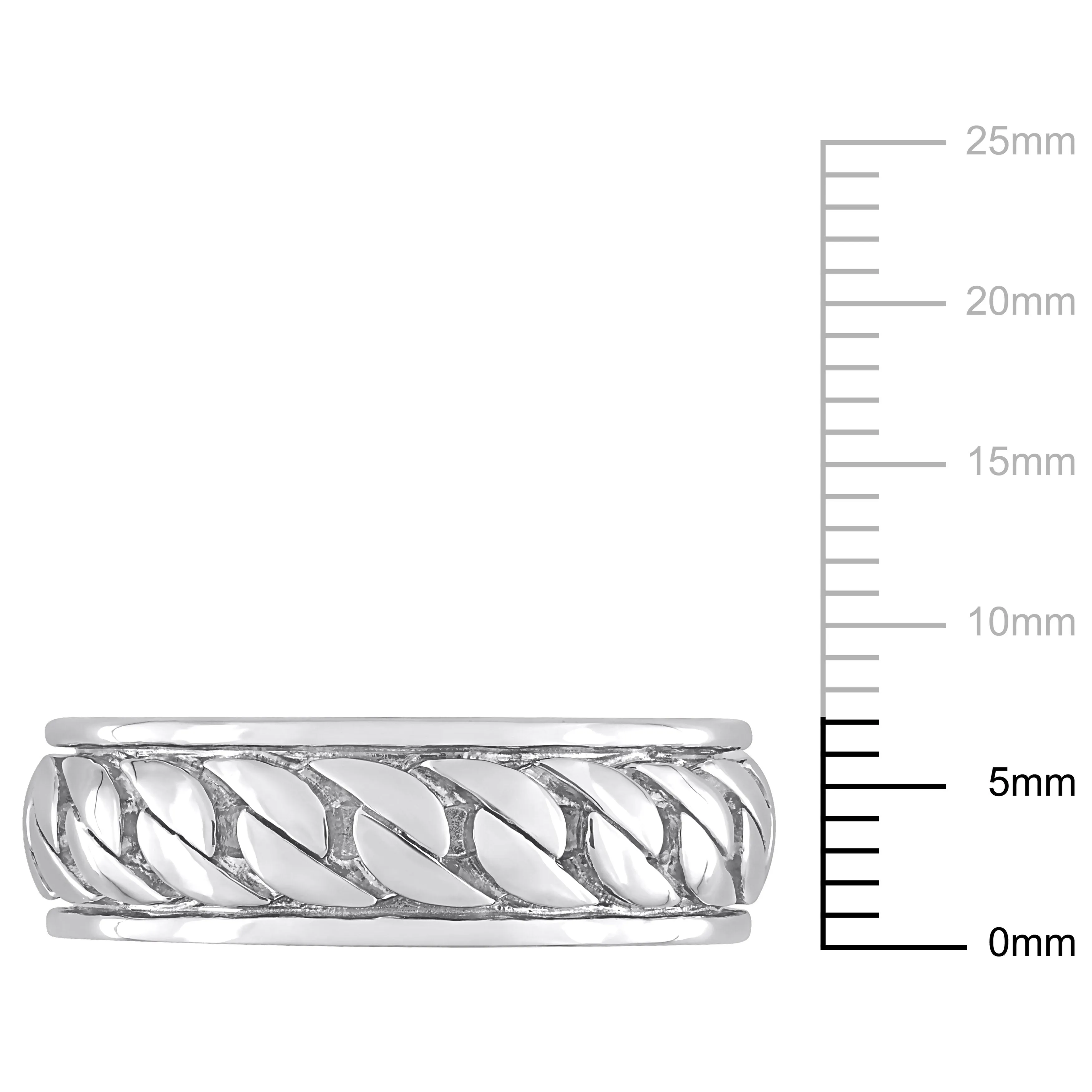 Mimi & Max Ribbed Design Men's Ring in Sterling Silver