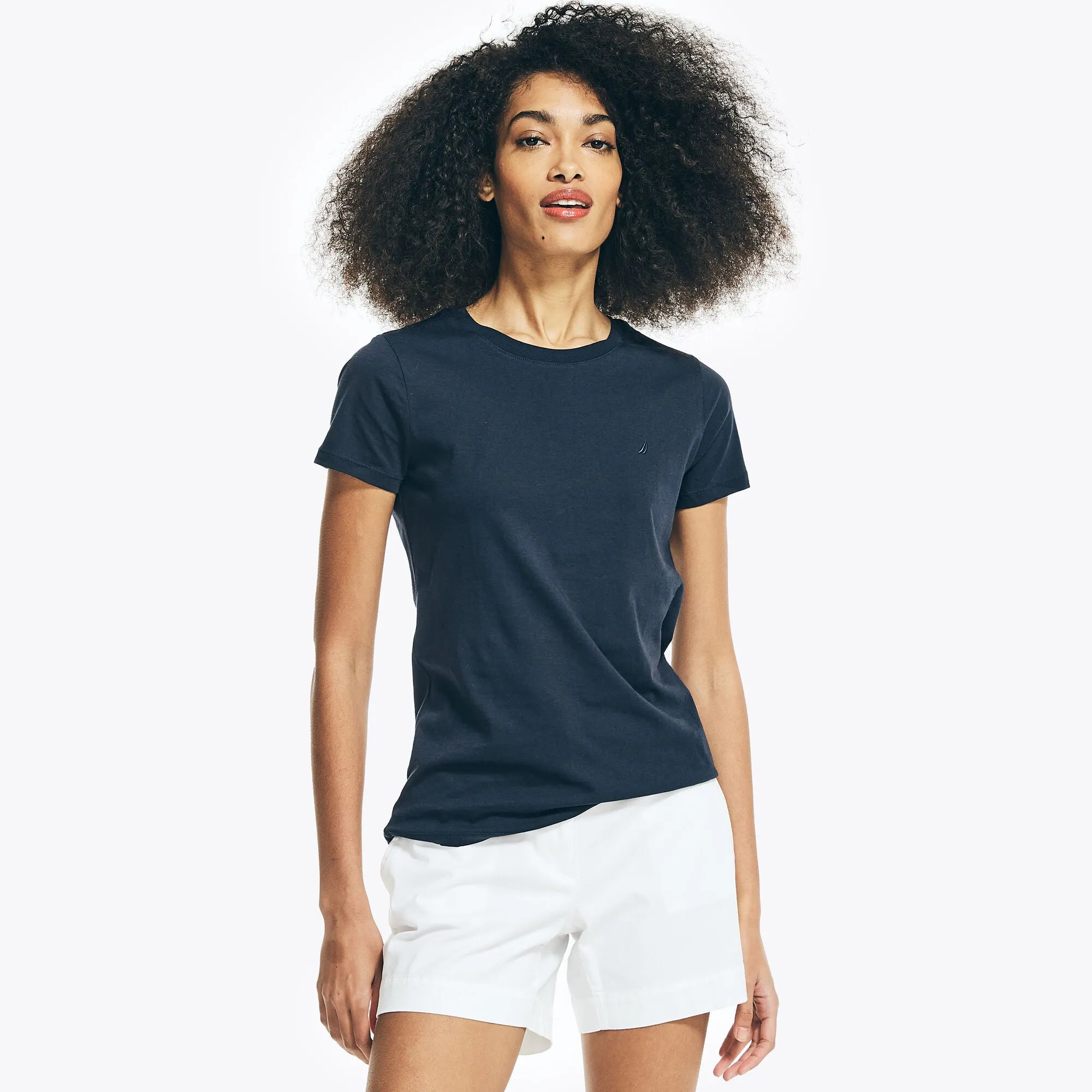 Nautica Womens Solid Crewneck T-Shirt