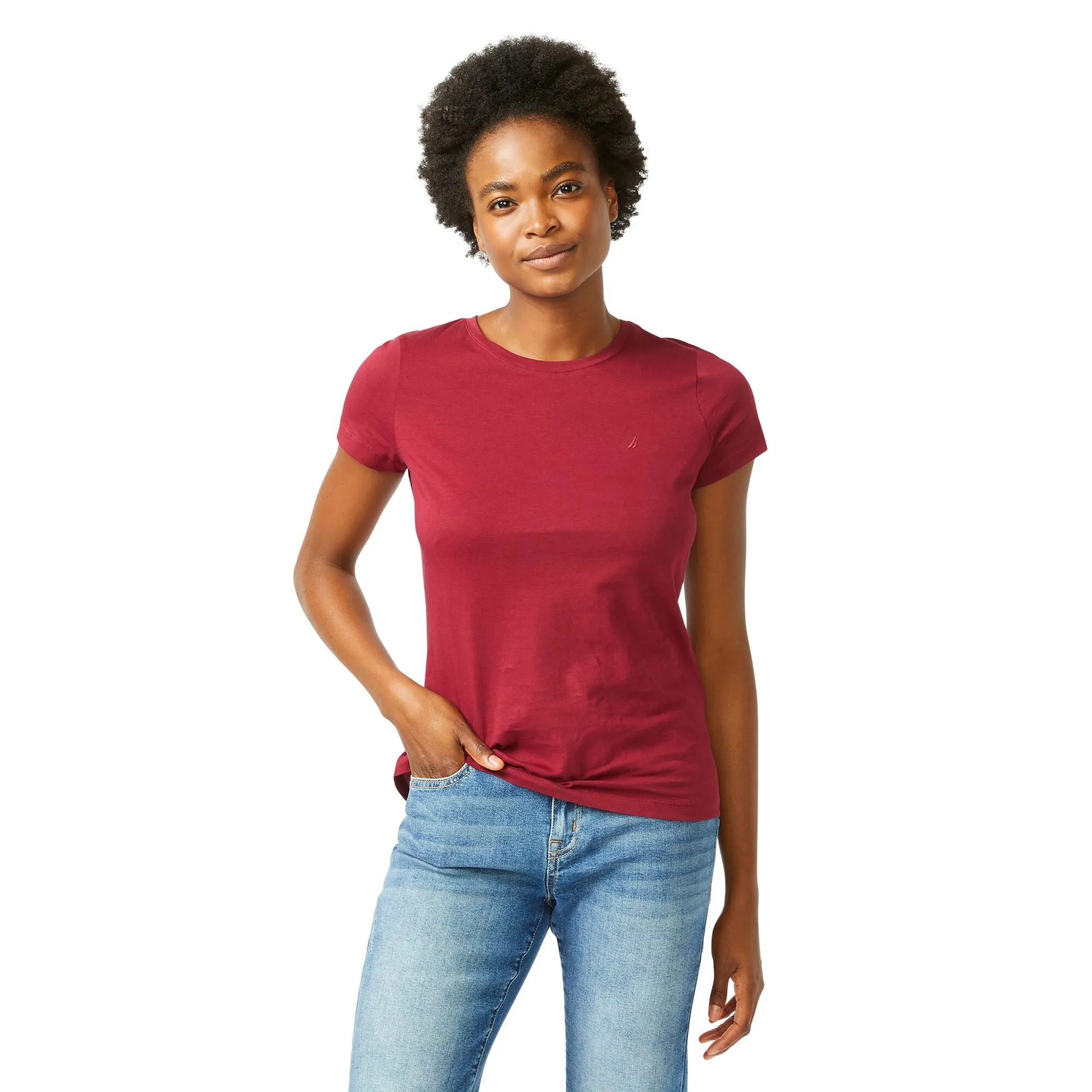 Nautica Womens Solid Crewneck T-Shirt
