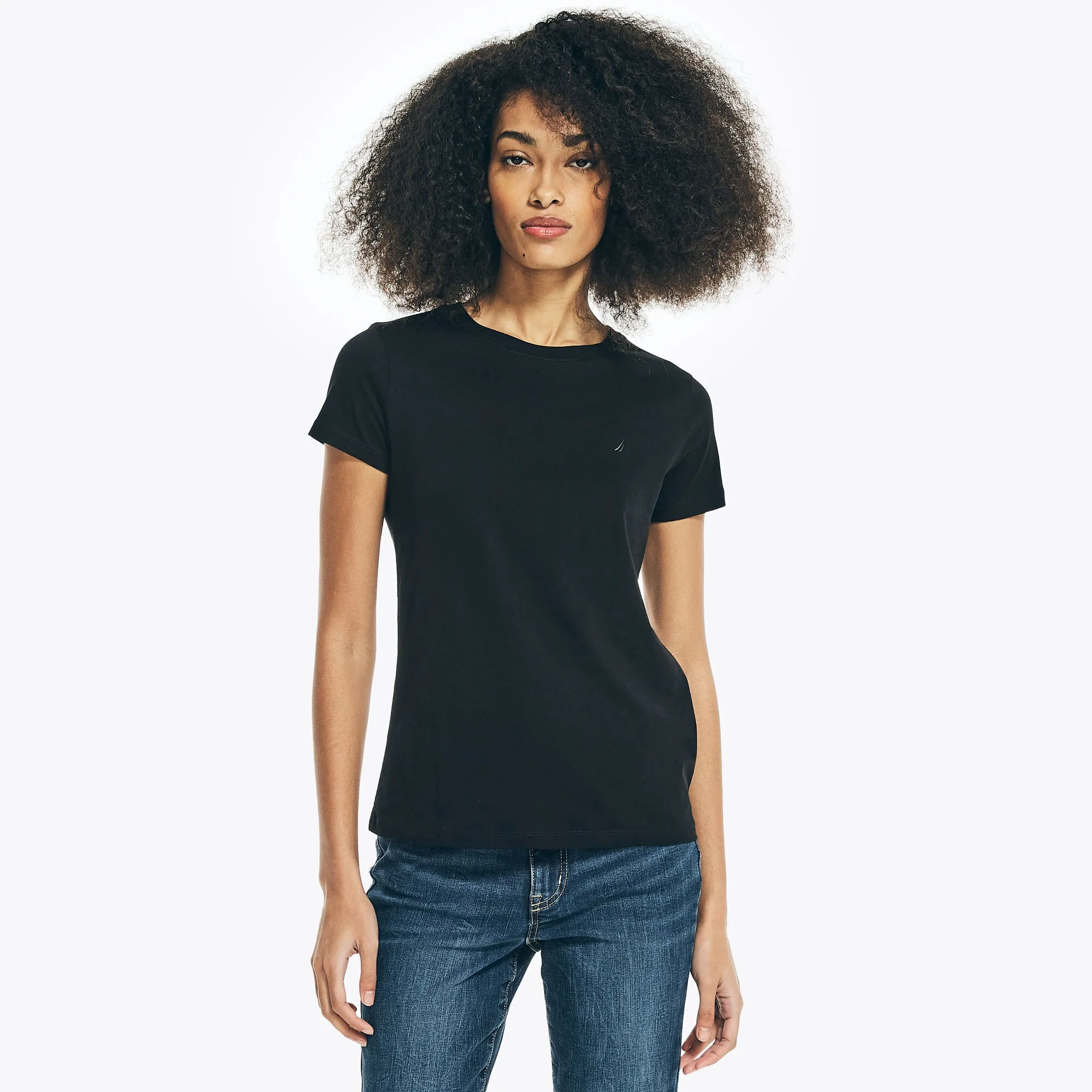 Nautica Womens Solid Crewneck T-Shirt