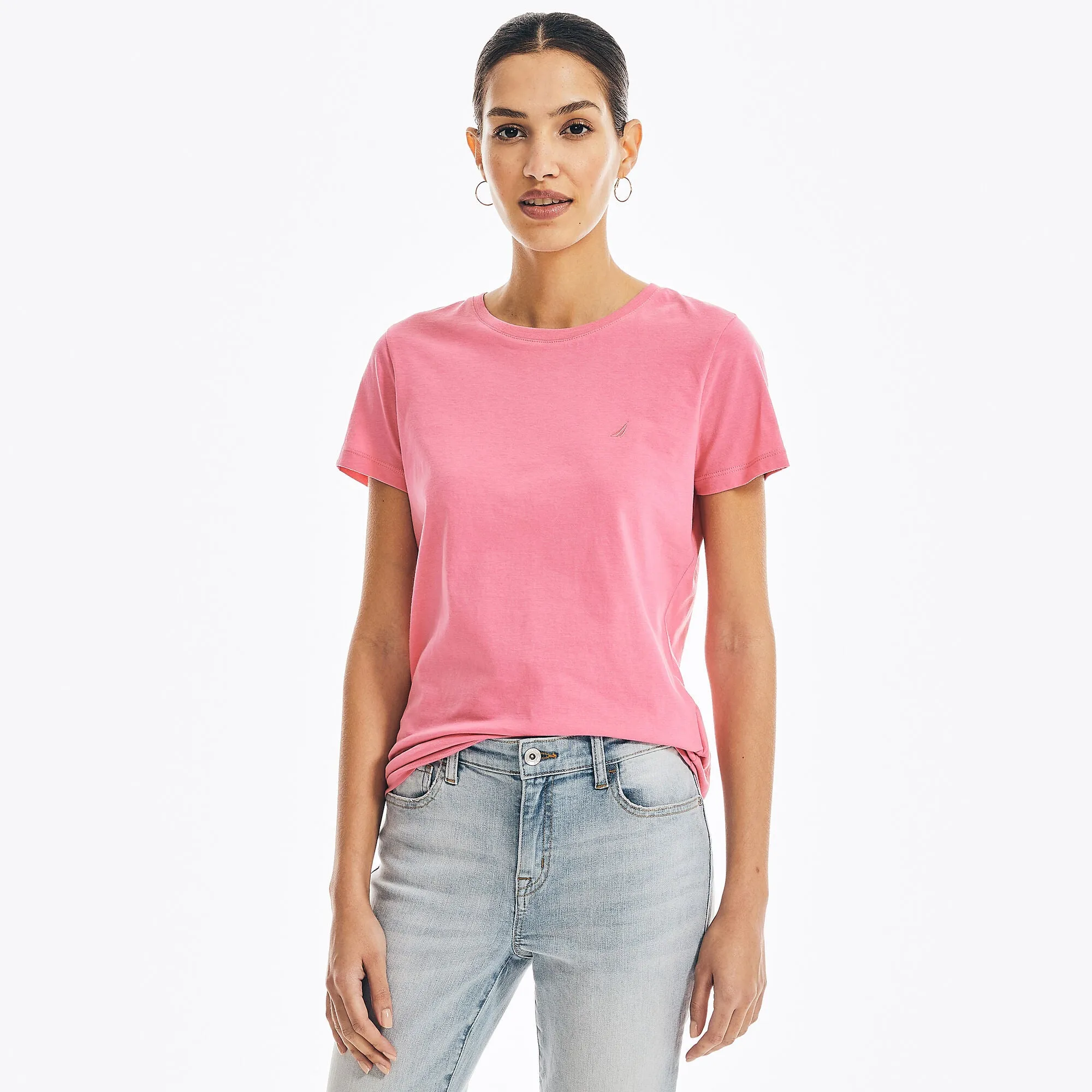Nautica Womens Solid Crewneck T-Shirt