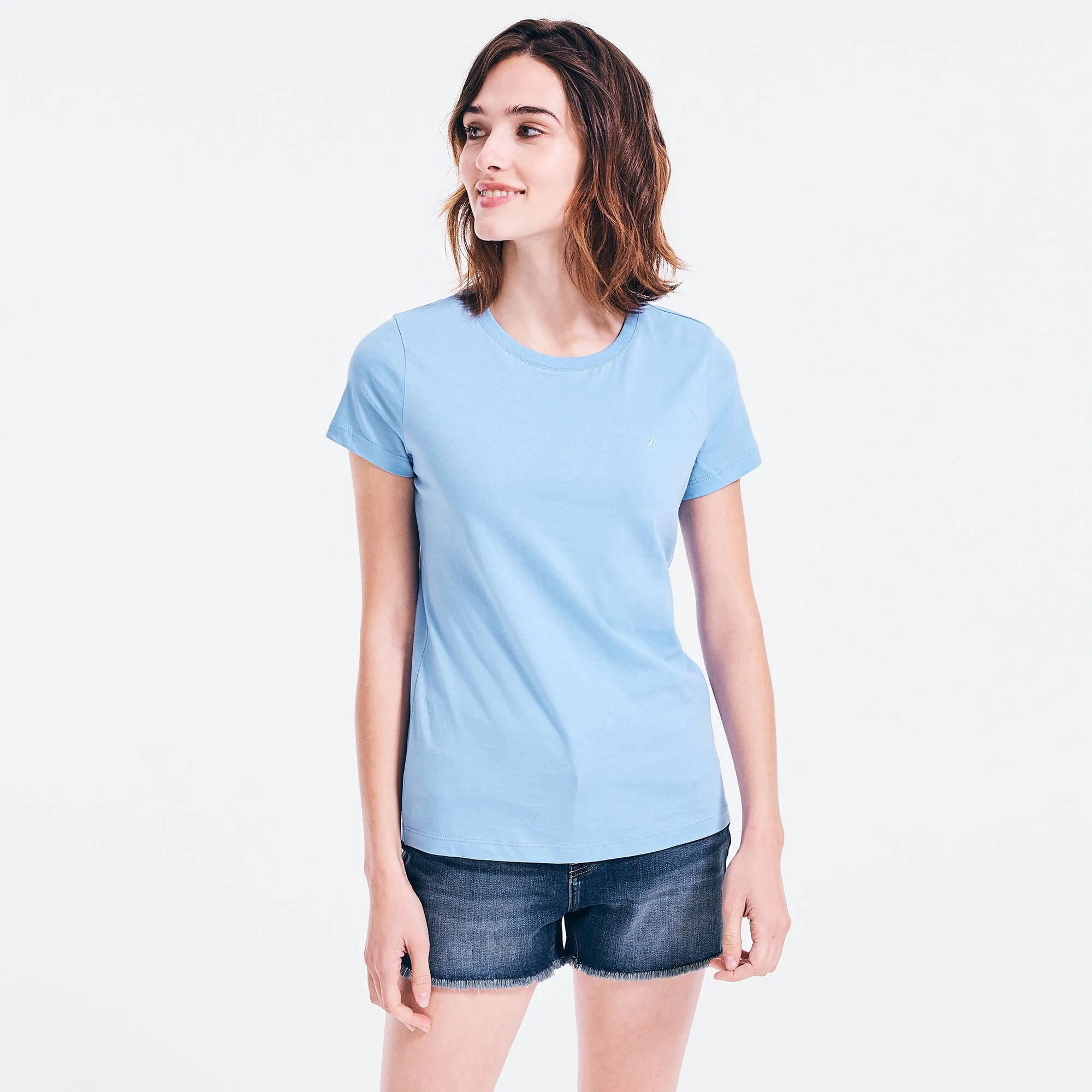 Nautica Womens Solid Crewneck T-Shirt